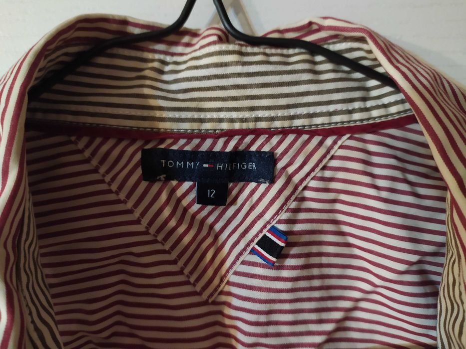 Koszula męska z długim rękawem w paski Tommy Hilfiger rozmiar L stan bdb