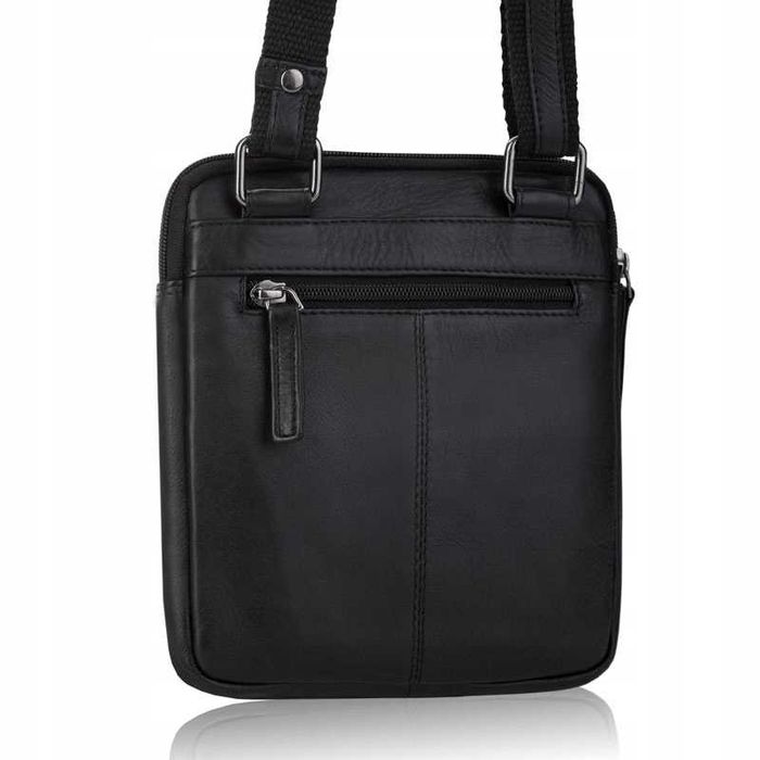 BETLEWSKI Torba Męska CAMBRIDGE Skóra Naturalna Czarna Elegancka Logo