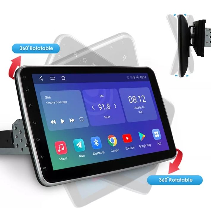 Radio 10.1" regulowany dotykowy ekran Android 1DIN USB WiFi Bluetooth