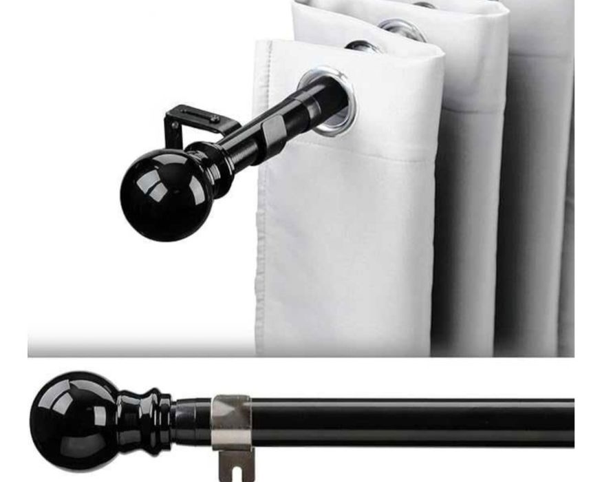 HARRMS Rozciągany Karnisz ze Stali Nierdzewnej, Czarny, 86-213 cm