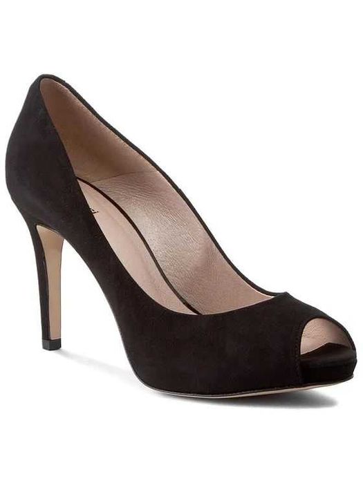 Gino Rossi Olivia czarny welur zamsz 37.5 peep toe