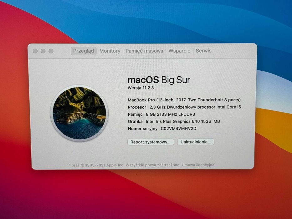 MacBook Pro 13 2017 i5 8GB RAM 256GB SSD Space Gray Gwararancja