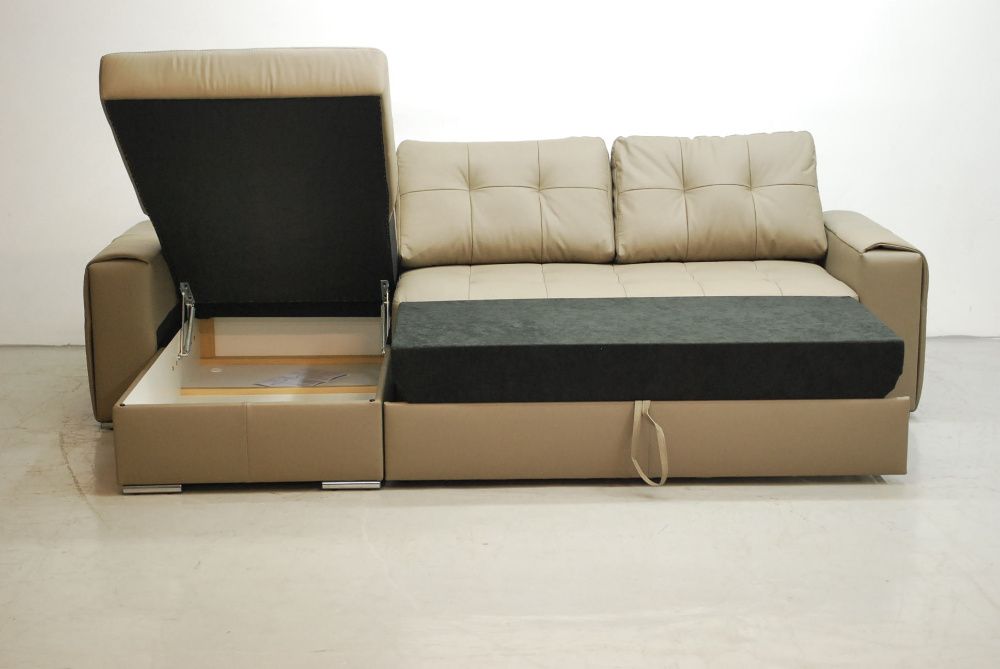 nuc SKÓRA NATURALNA NAROŻNIK funkcja spania pojemnik 4119 rogówka sofa