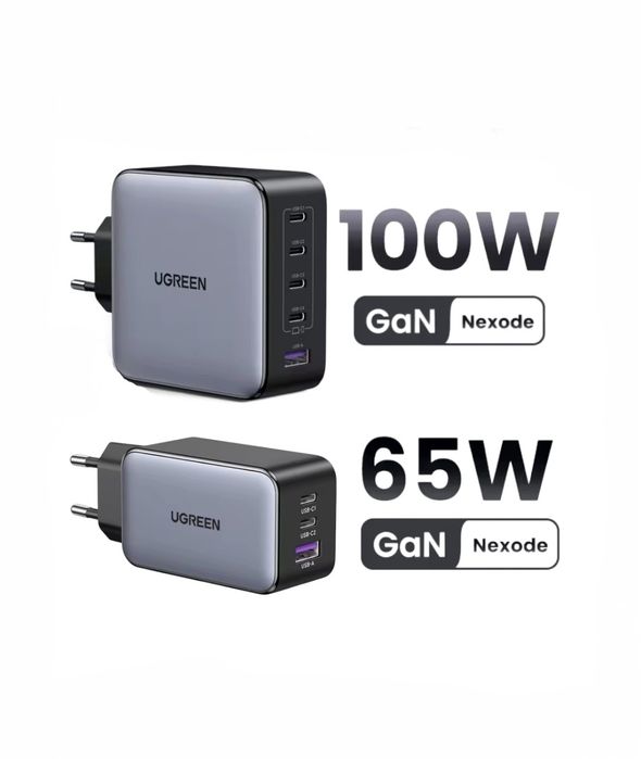 UGREEN NEXODE GaN 65W, 100W зарядний пристрій та є кабелі 100W 1м