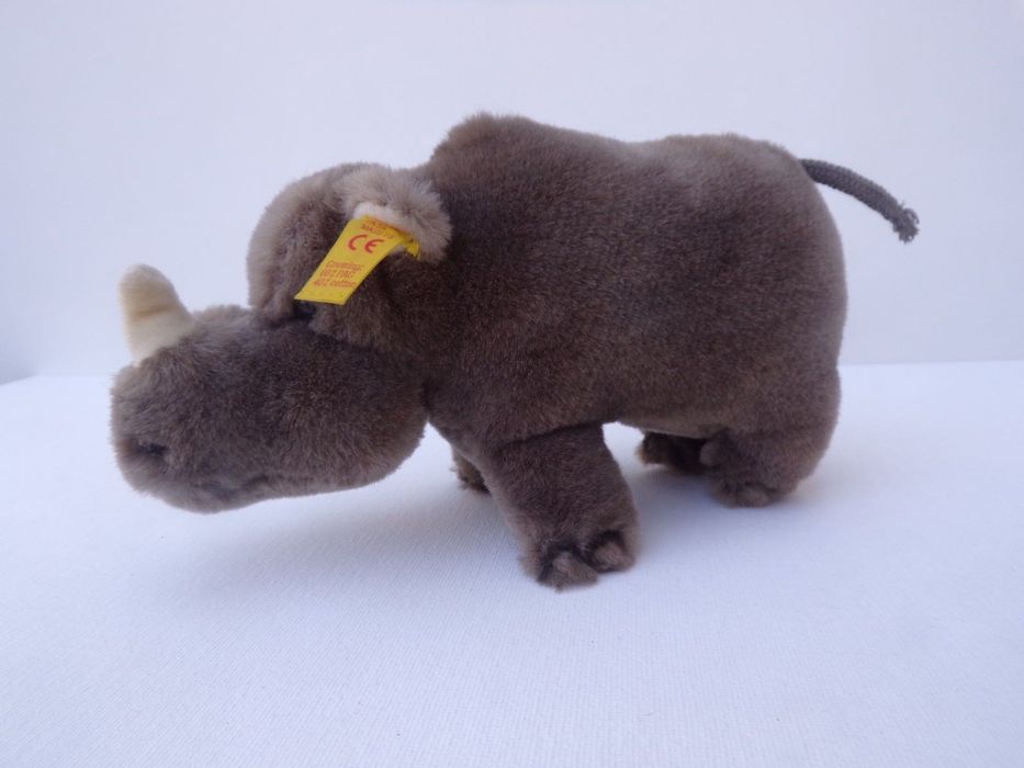 Steiff Plush Rhinoceros, 20 cm in Length, Model 040719