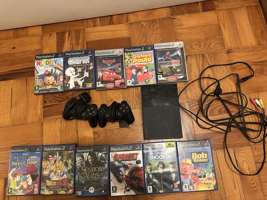 PS2 Slim Sony SCPH-90004 + Cabos, Cartão de Memória e Jogos