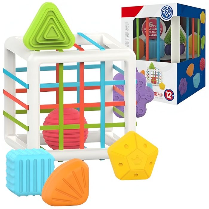 Elastyczna Kostka Sensoryczna Edukacyjna Montessori Gumki Sorter Klock