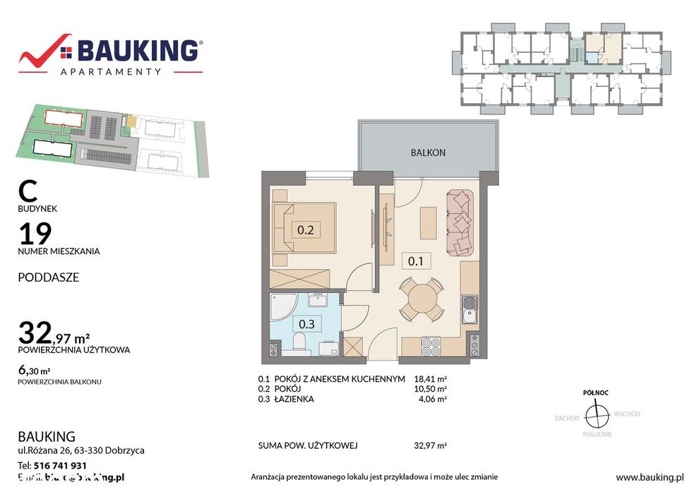 Apartament 32,97 m2 - Jarocin, Warciana C19, BAUKING