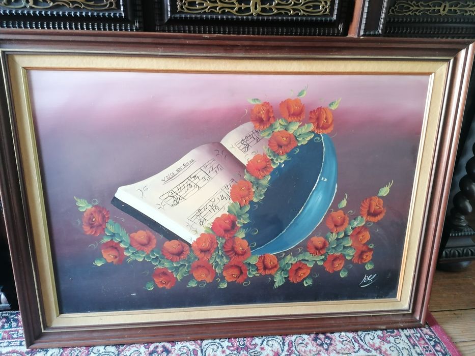 Quadro pintado a óleo valsa das rosas