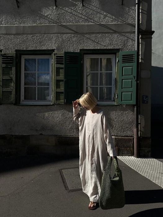 Лляна сукня бежева максі довга нова оверсайз bright.you