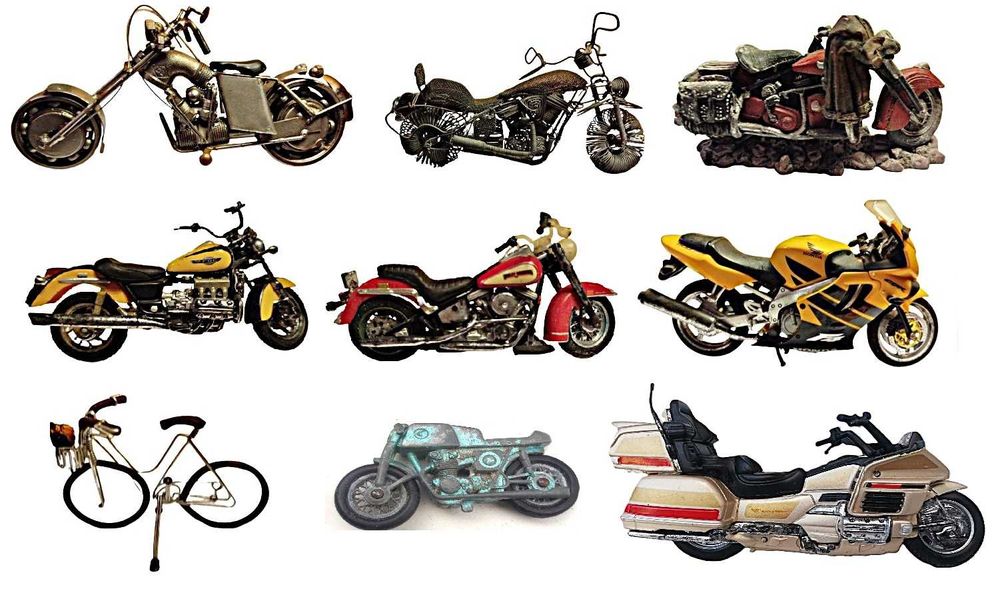 Brinquedos -10 Motas-2 em arame-1 Escultura c/Peças da Harley Davidson