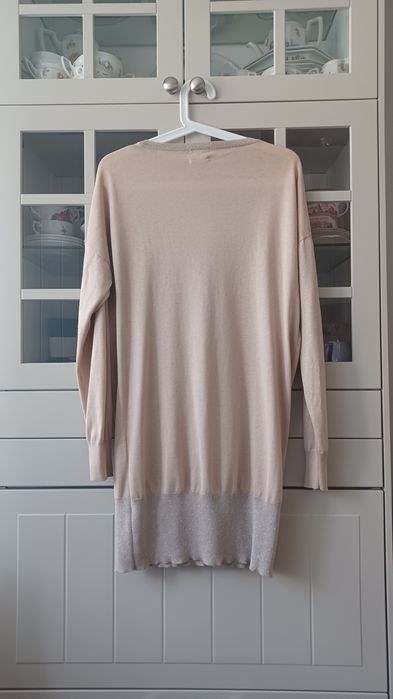 Długi Cienki Sweter 55% Jedwab Massimo Dutti  L