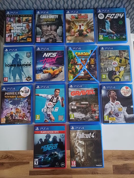 Gry na PS4 różne GTA5, FC24, Need For Speed Heat, Call of Duty WW II, Fifa