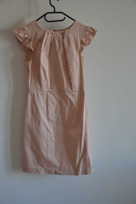 Sukienka koktajlowa bawełniana, jasny róż, rozmiar 36 Orsay