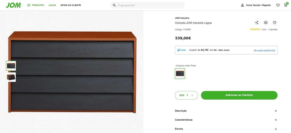 Conjunto Quarto Completo JOM Lagoa - COMO NOVO - Madeira e Preto