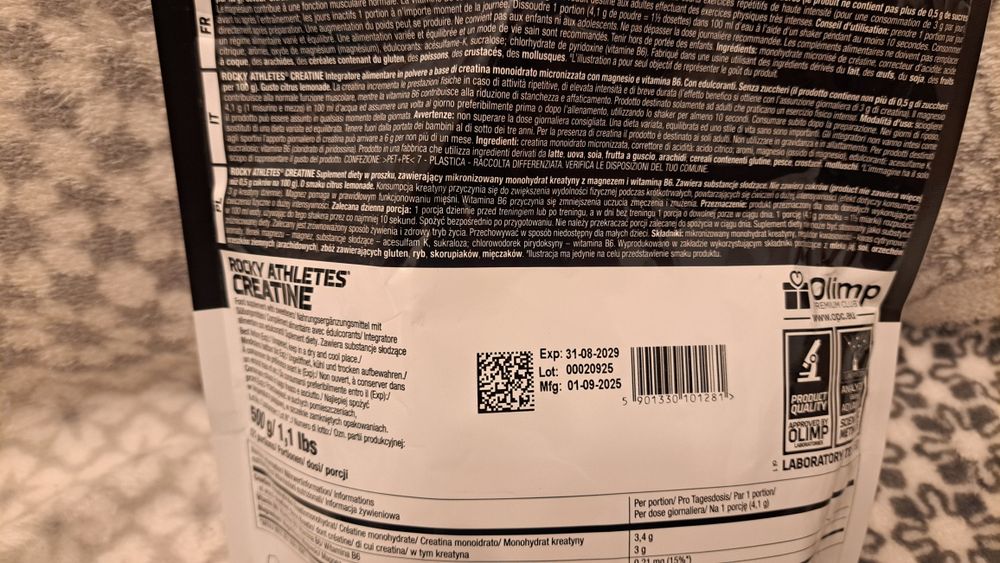 Nowe Opakowanie Rocky Athletes Creatine firmy Olimp 500g