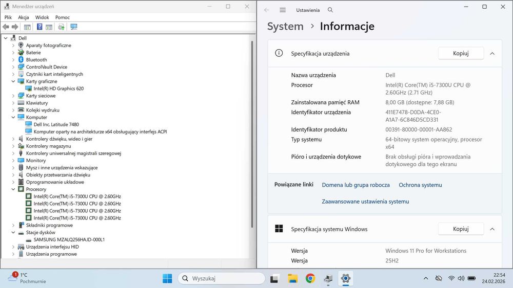 Laptop Dell Latitude 7480 i5-7gen 8/256GB SSD 14" 1920x1080 podś.klawi