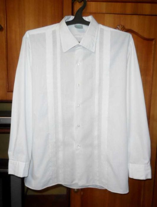 Белая мужская рубашка с вышивкой Ron Harper 50-52-54 100% коттон