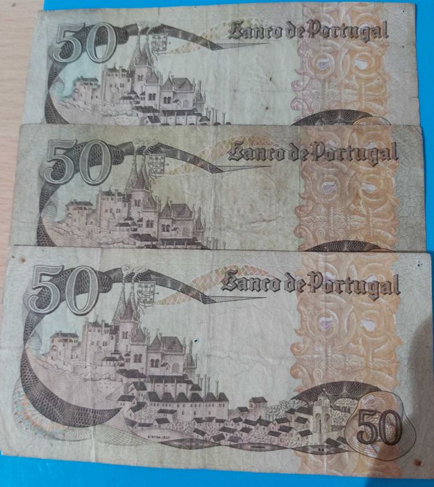 3 Notas de 50$00 de Portugal, CH 9, Infanta D. Maria 1980