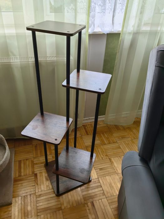 Kwietnik metalowy stojący, 5 poziomów, czarny, styl loft, 107 cm