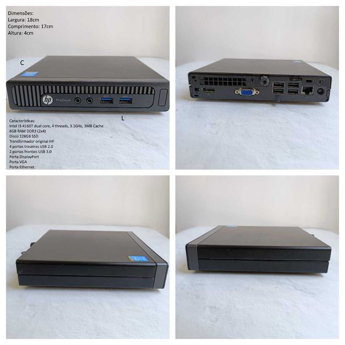 Mini PC HP 400 G1, 8GB RAM, 128GB SSD em óptimo estado, W11 PRO
