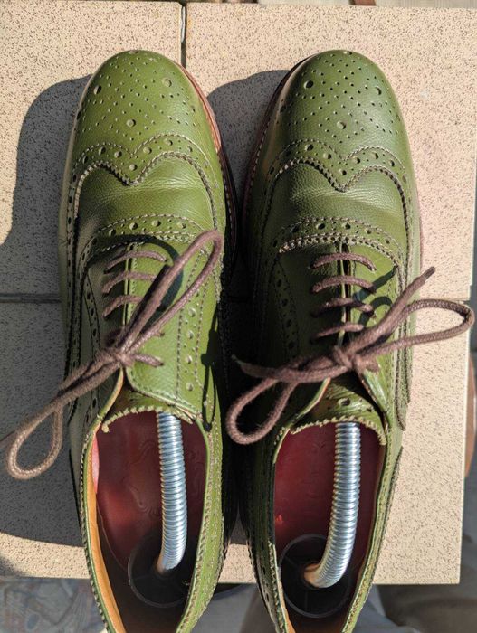 Чоловічі зелені туфлі броги Grenson England