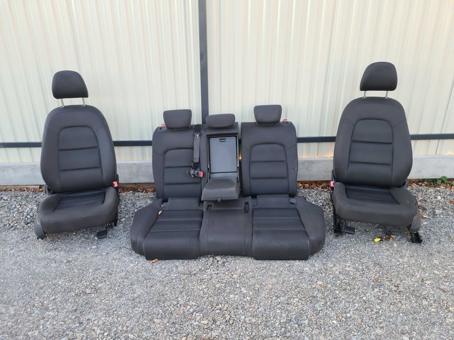 Fotele Kanapy Audi A4 B8 Sedan Czarny Welur IsoFix Pasażera Komplet