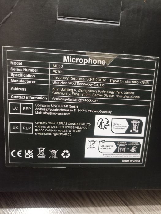 Mikrofony ME6S komputerowy ,studyjny, gamingowy