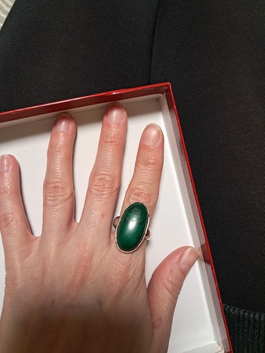 Перстень срібний,з малахітом. Каблучка. Кольцо