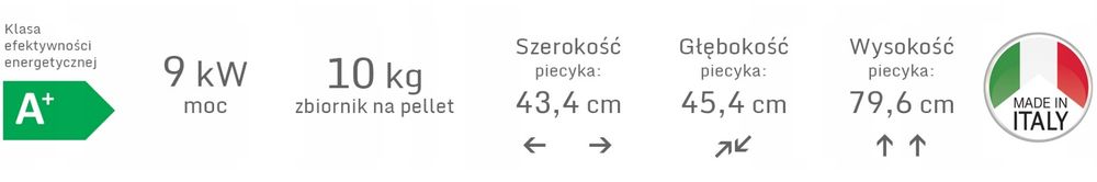 Piec kominek na pellet Thelma 9 kW z nadmuchem czarny
