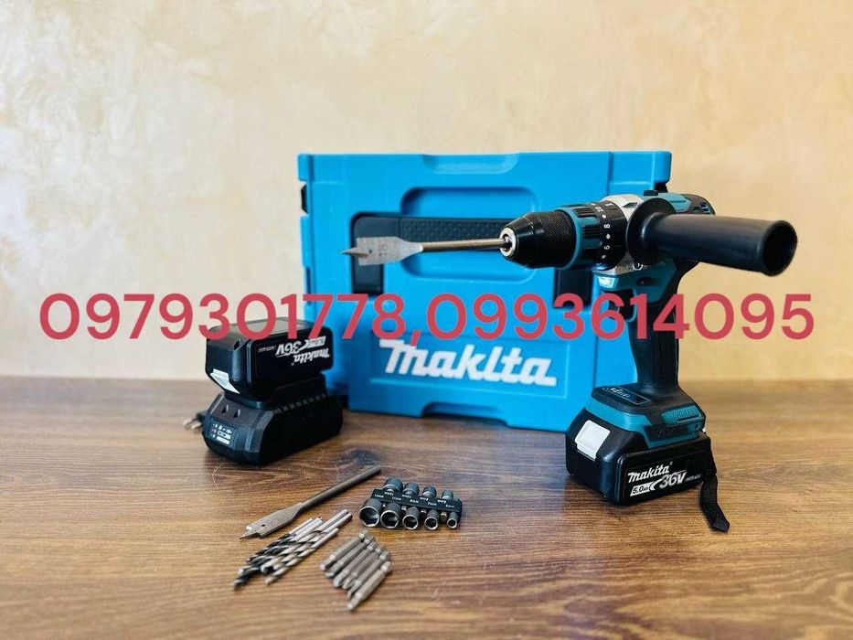 Шуруповерт Makita DHP 485 + удар Безщітковий з потужними батареями 5 A