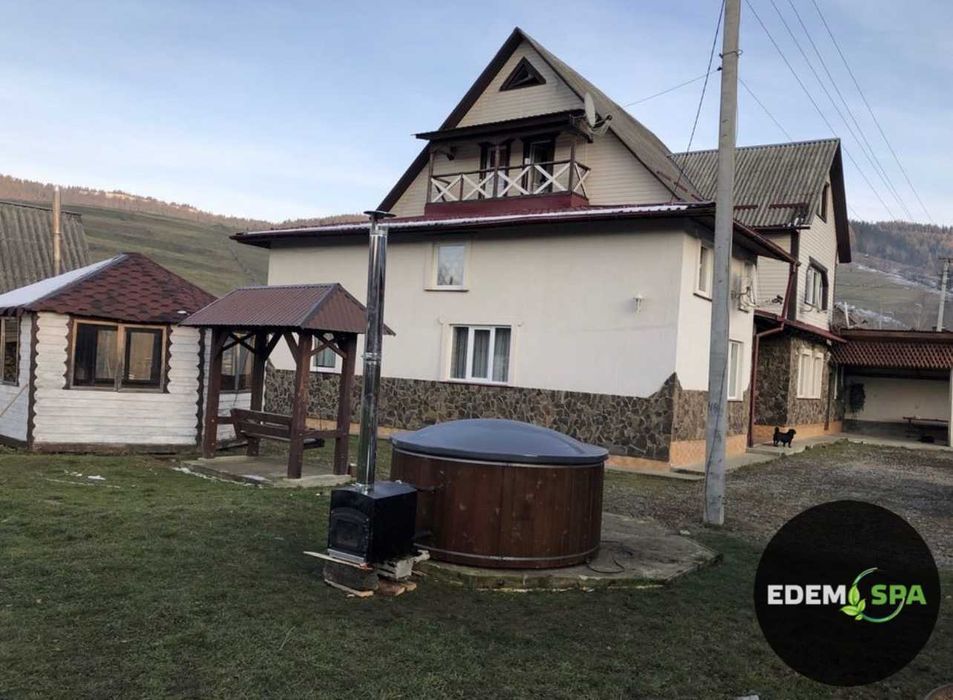 Спа курорт на дровах з гидромасажем. Джакузі. Лазня. Холодна купіль.