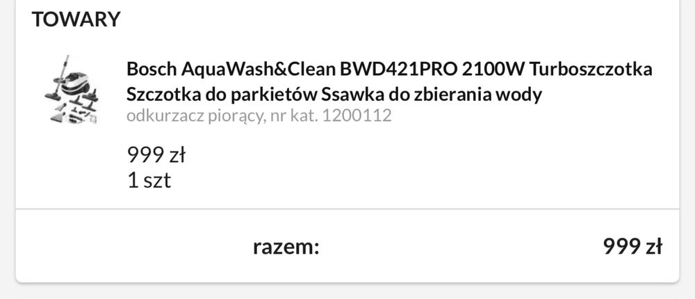 Odkurzacz piorący Bosch AquaWash&Clean BWD421PRO 2100W – użyty 2 razy