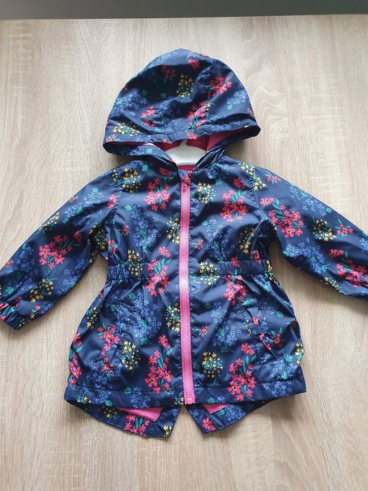 Ładna kurtka wiosenna parka dziewczęca w kwiatki 80 cm!