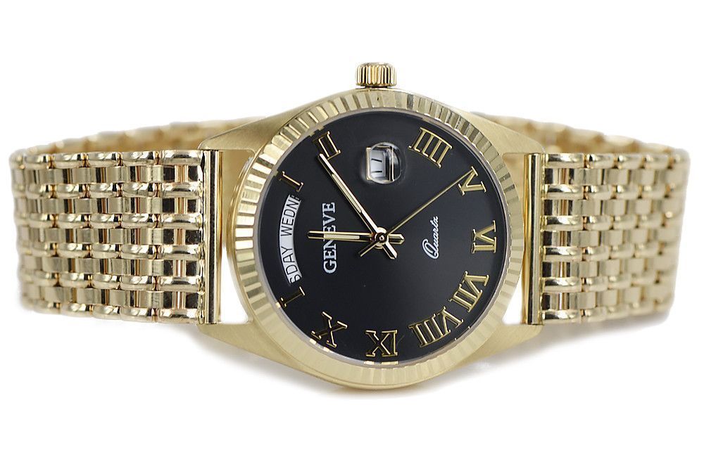 Złoty zegarek z bransoletą męski 14k 585 Geneve mw013ydbbc&mbw013y