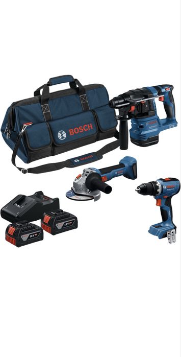 Bosch Professional GSR 18V-65 + GBH 18V-22 + GWS 18V-8 2x4Ah NOWY