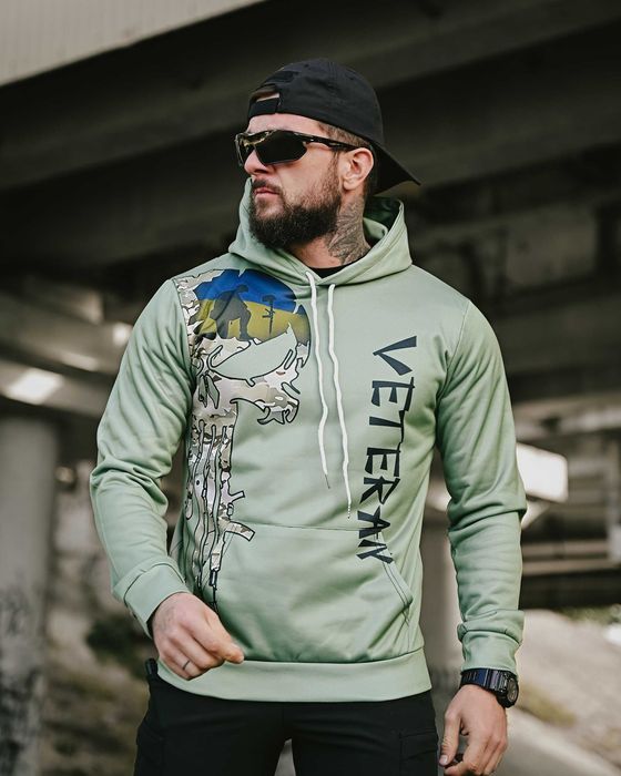 Мілітарі худі VETERAN на флісі  тактичне чоловіче худі Без передоплати