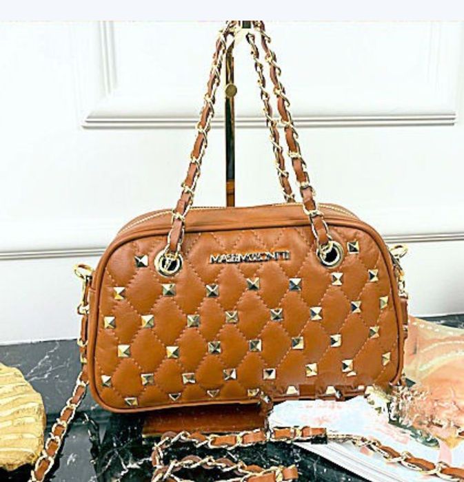 Massimo Contti torebka kuferek skóra naturalnaa