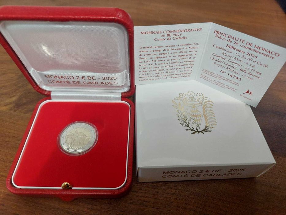 Moedas 2€ Comemorativas Proof Mónaco 2025