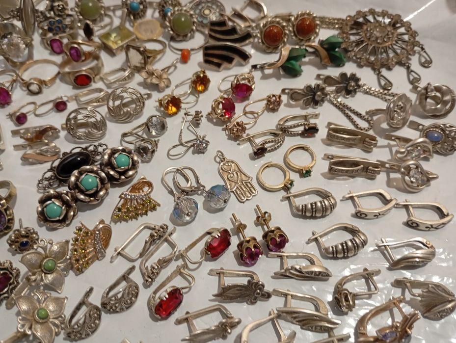 Серебряные серьги разное серебро винтаж