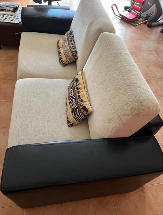 2 sofás em pele + tecido