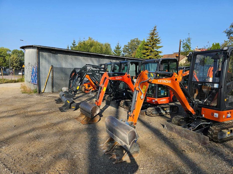 Wynajem Minikoparki Bobcat E19, E26, E35 Kubota KX018-4, 2 t, 3,5t,
