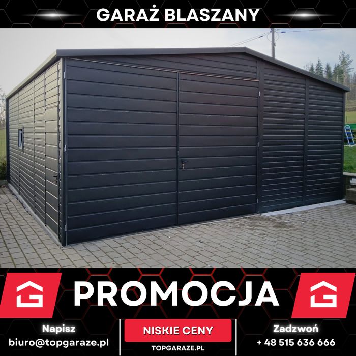 Garaż blaszany hala garaz grafitowy schowek magazyn 5x5m podwyższony