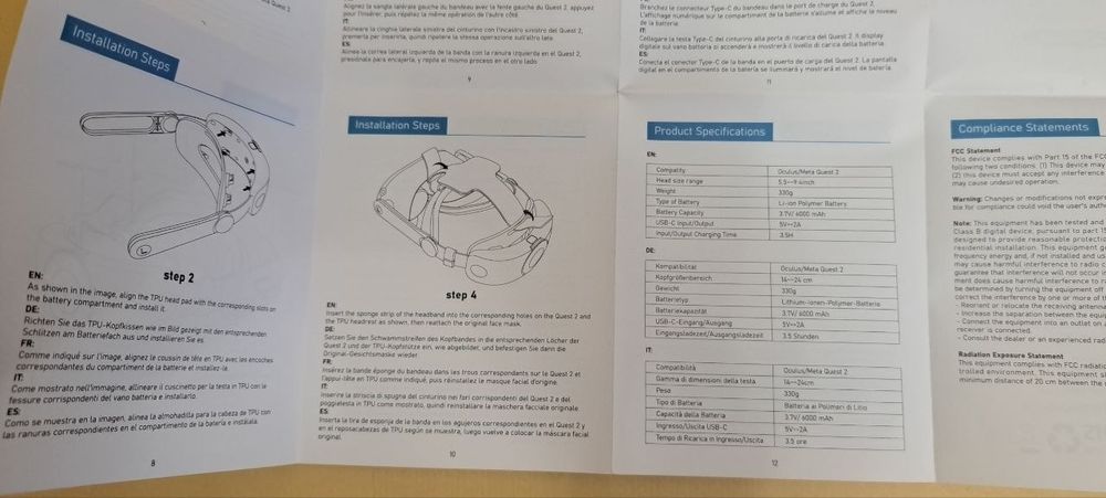 кріплення (Head Strap) бренду Transnovo з акб 6000 mAh для VR Oculus / Meta Quest 2, модель RS1-6000SE