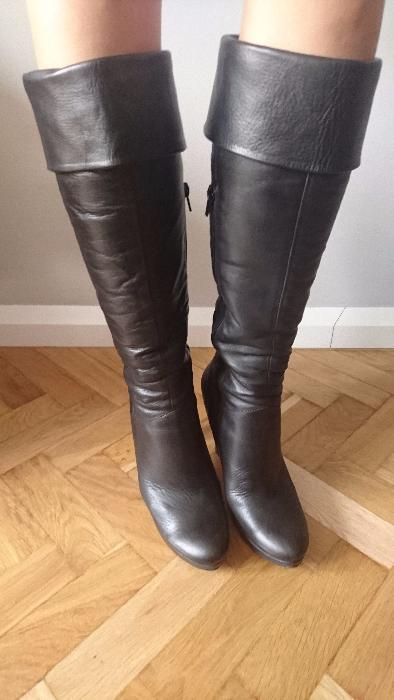 KOZAKI DAMSKIE czarne skórzane roz. 40