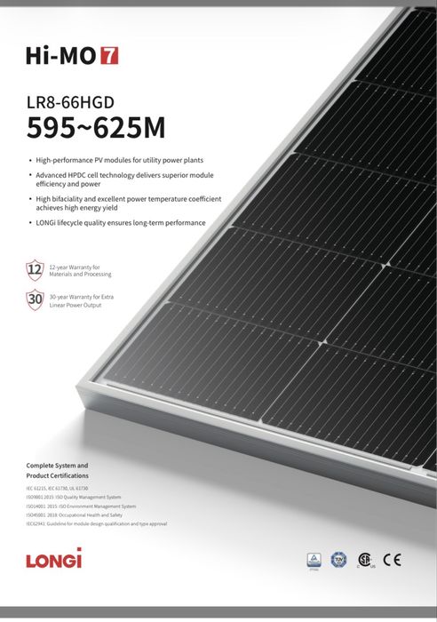 Панелі сонячні  LONGi LR8-66HGD 615M