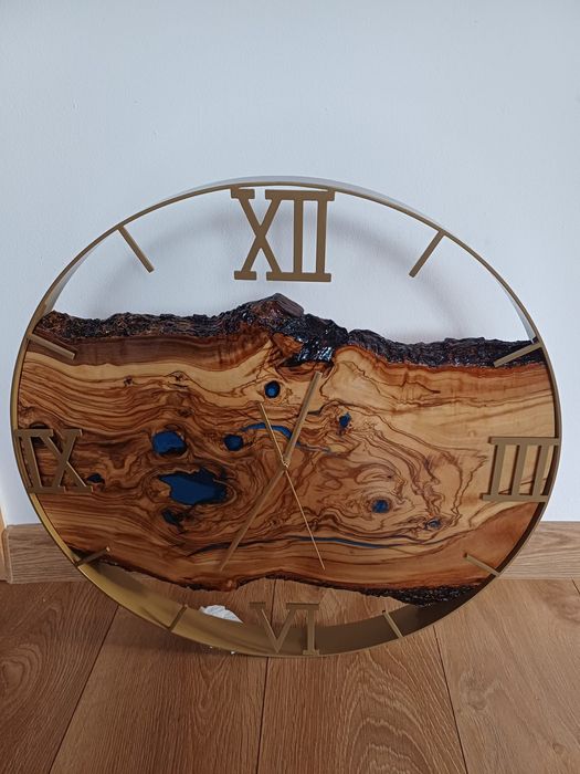 Zegar ścienny z żywicą 50, złoty