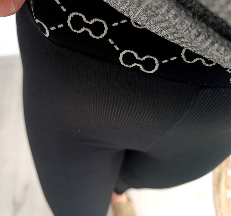 Legginsy prążek prążkowane czarne S M 36/38 elastyczne