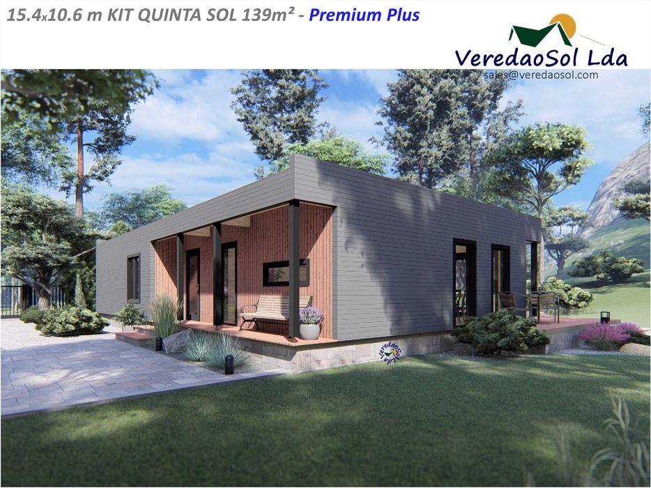 Casa madeira pre fabricada KIT QUINTA SOL T4 139m² - CE A+/A++