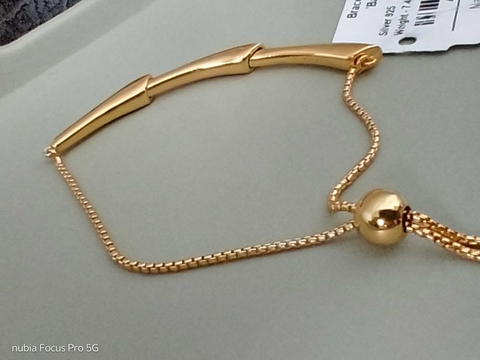 Серебряный браслет с позолотой р. 16-18